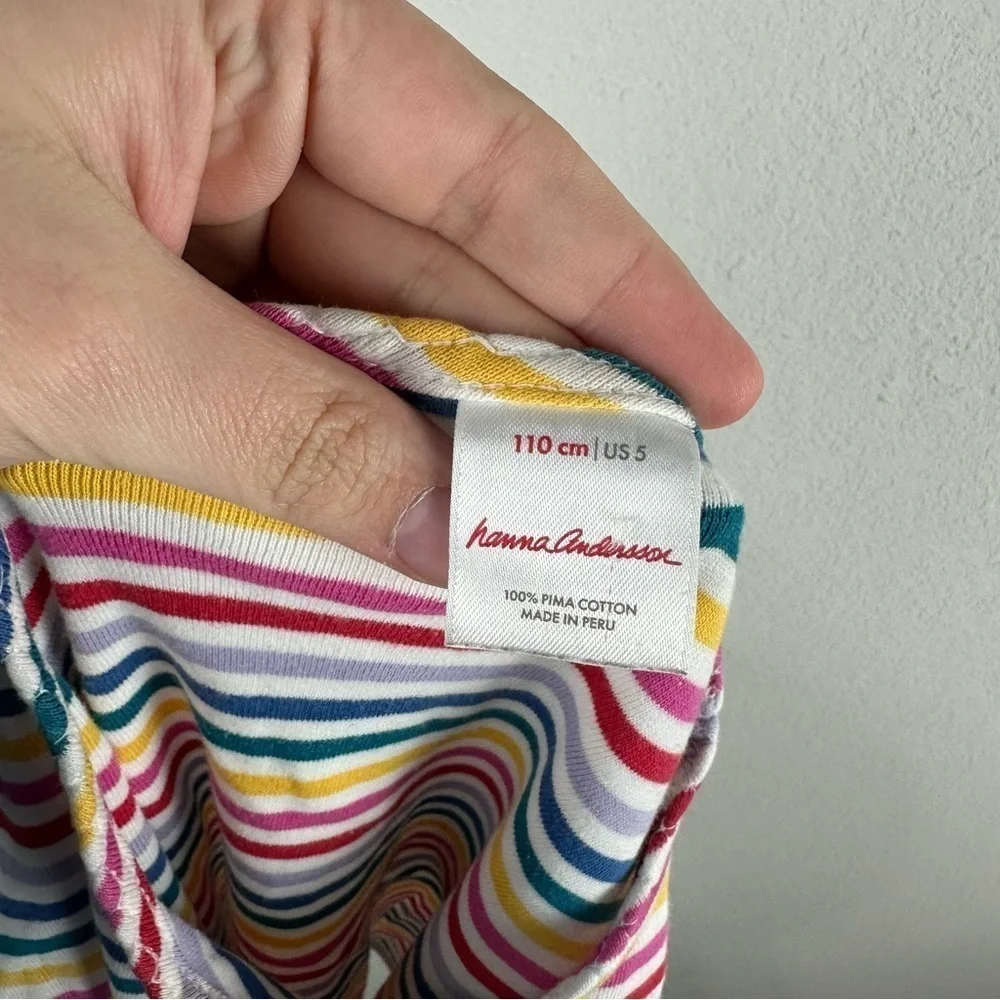 Hanna Andersson Kids Multicolor Stripe Bright Basics Pima Cotton Tee Size 5